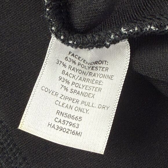 Halogen Waffle Knit Moto Jacket Asymmetrical Zip Women Small Black White Granite - Picture 7 of 10